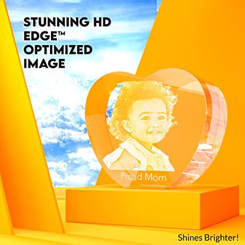 Personalized 3D Crystal Photo Gift - Custom Laser Engraved Heart Keepsake for Christmas, Birthday, Anniversary - Perfect for Mom, Dad, Men & Women - Unique Memorial Present for Home & Office Decor