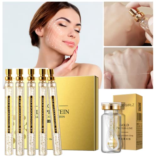 Instalift Korean Protein Thread Lifting Set - Soluble Collagen Threads & Nano Gold Essence for Face Lift | Anti-Aging Treatment to Reduce Wrinkles & Fine Lines | At-Home Facial Rejuvenation Kit (Set A)