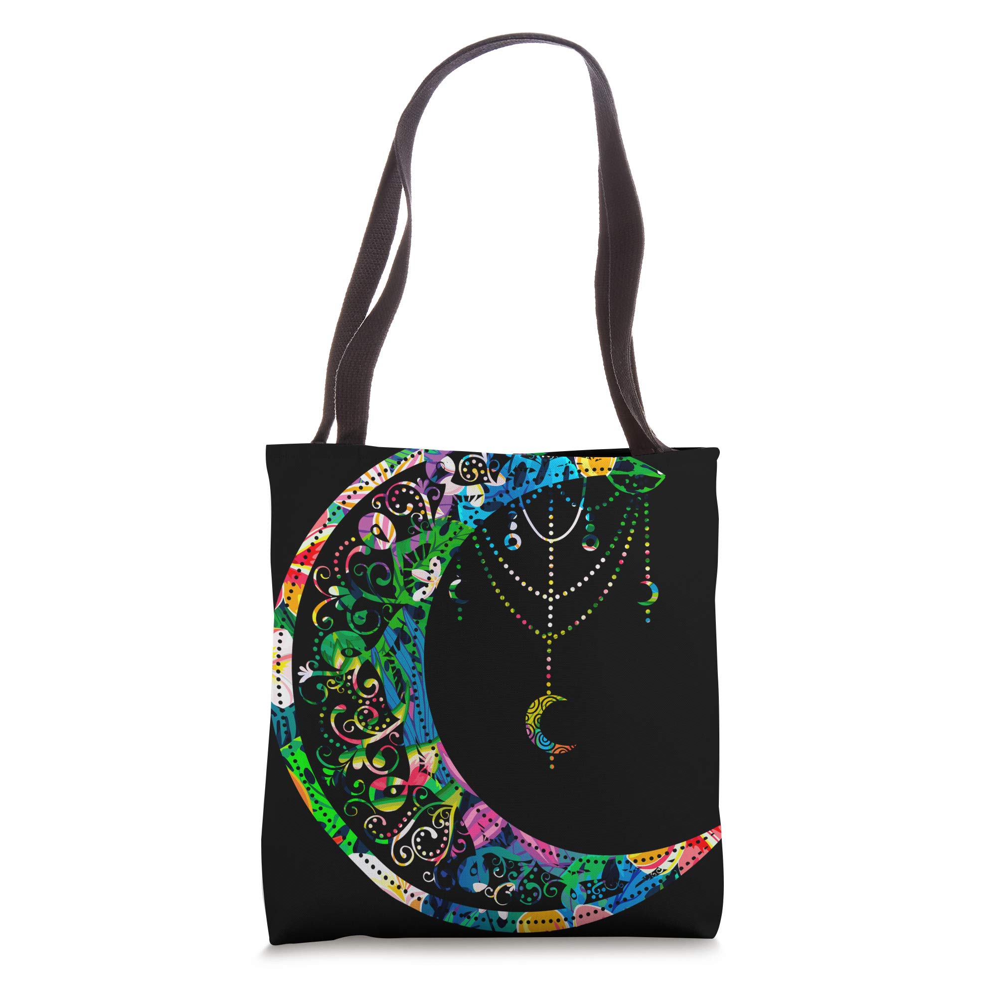 Wicca Witch Moon Tote Bag with Crystals - Perfect for Pagan Gifts & Dreamcatcher Decor