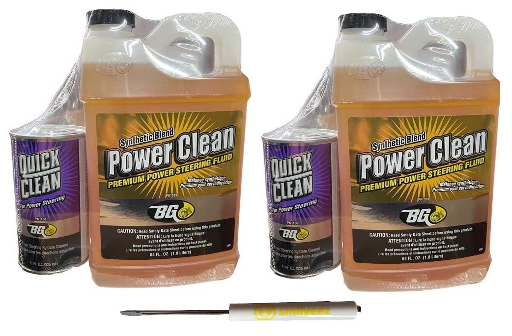 BG Power Clean Steering Flush Kit - Clear Synthetic Blend Fluid (PN K6700) with 2 Pocket Screwdrivers | Universal Fit for Cars, Trucks & SUVs | Easy DIY Power Steering System Maintenance