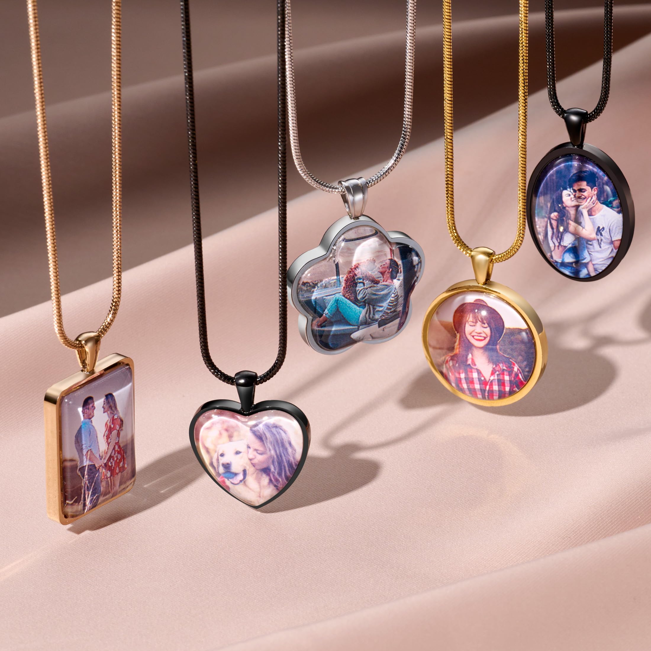 Fanery Sue Customized Double-Sided Photo Necklace - Personalized Picture Pendant for Women & Men - Engravable Memorial Jewelry with Your Cherished Memories - Perfect Anniversary, Valentine's & Romantic Gift for Couples