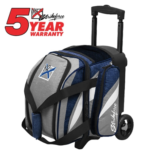 KR Strikeforce Cruiser Gray Navy Single Bowling Ball Roller Bag - Durable & Lightweight for League Play & Tournaments | Perfect for Bowling Enthusiasts & Pro Players