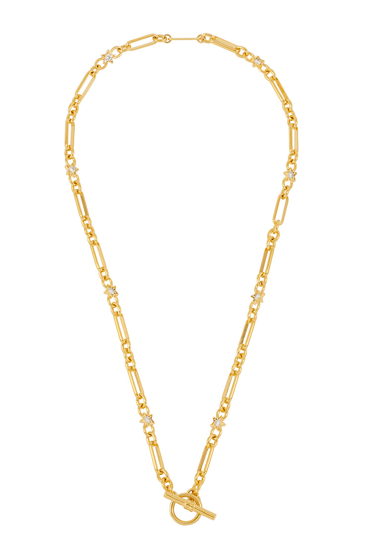 Star Paperclip Link T Bar Necklace - Elegant Minimalist Gold Plated Chain for Women | Perfect for Office, Date Night & Everyday Wear