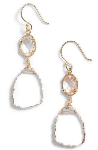 Elegant Clear Sliced Double Drop Earrings for Women - Perfect for Parties, Weddings & Everyday Wear