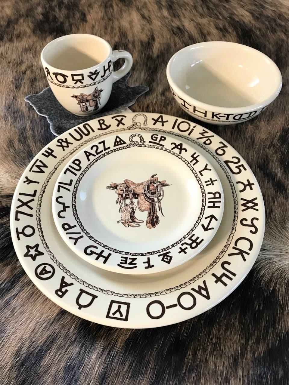 Premium Western China Dinnerware Set - Elegant Boots & Brands Porcelain Plates, Bowls & Cups for Home Dining & Entertaining