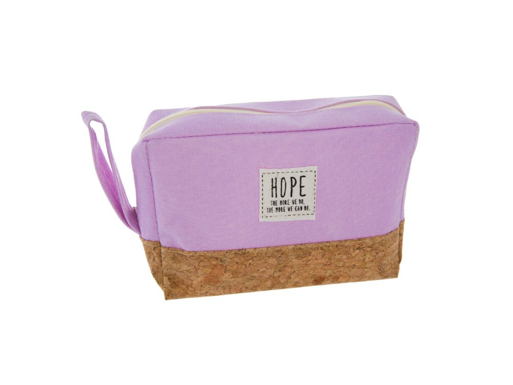 Hope Cork & Canvas Zipper Travel Makeup Pouch Bag - Lavender Color, Waterproof Cosmetic Organizer for Women, Perfect for Travel, Gym & Daily Essentials Storage