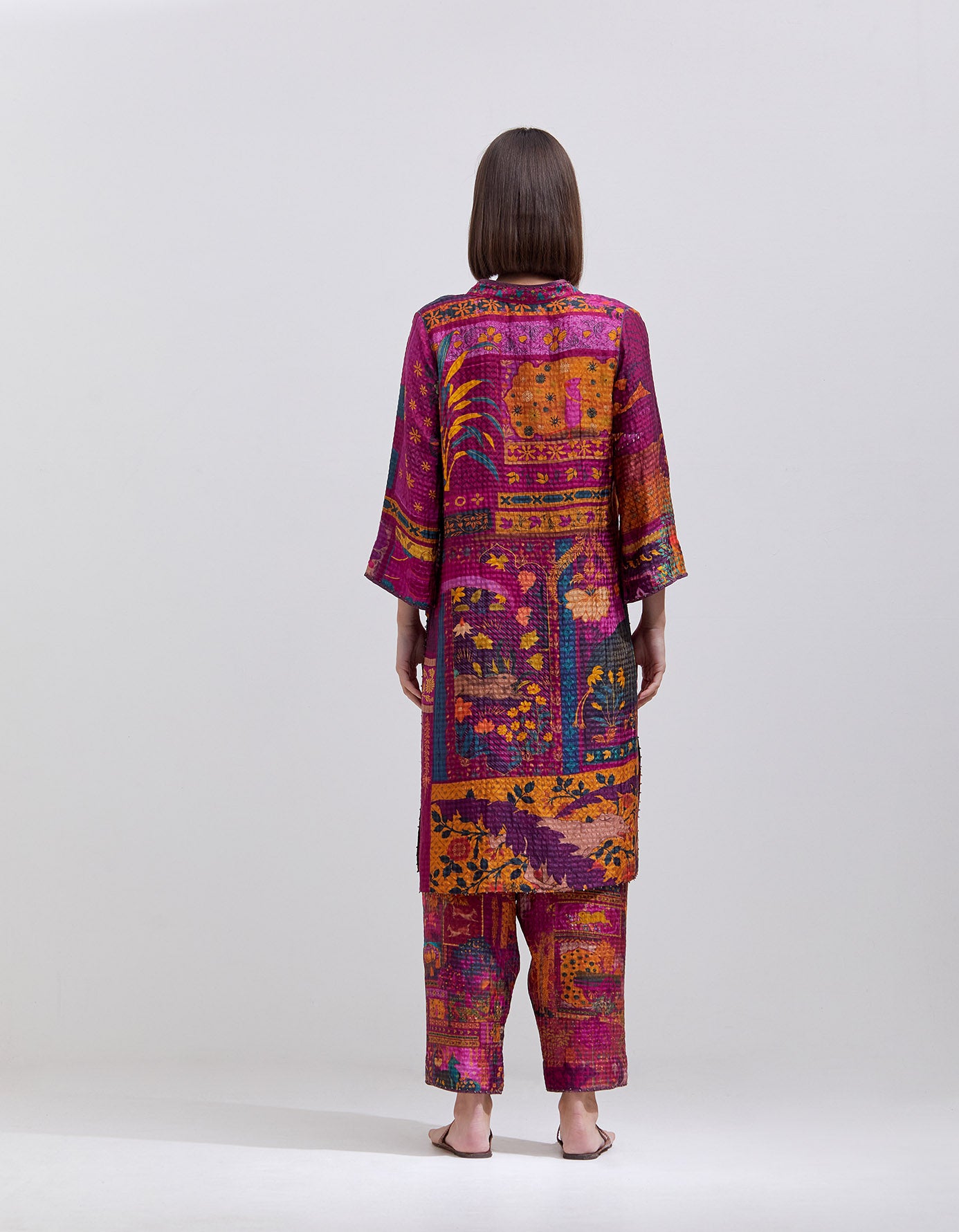 Elegant Aisha Salwar Silk Suit - Purple Check Panchatantra Design for Women | Perfect for Festivals, Weddings & Special Occasions