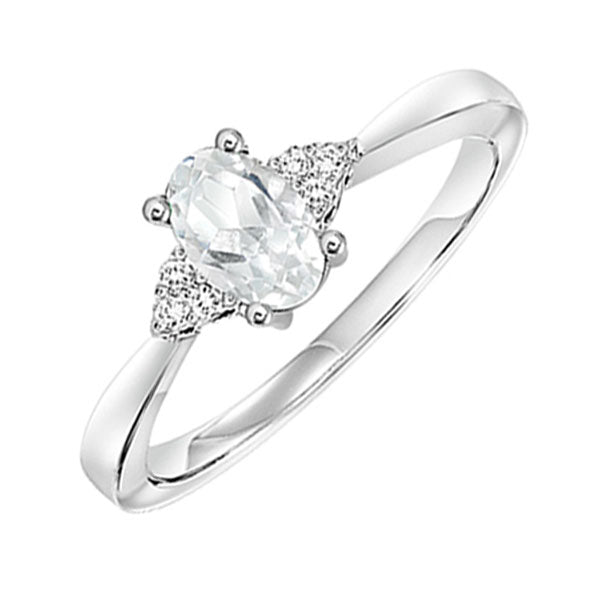 10K White Gold Diamond Ring (1/20 CTW) & White Topaz Ring (1/2 CTW) - Elegant Jewelry for Women, Perfect for Engagement, Wedding & Anniversary Gifts