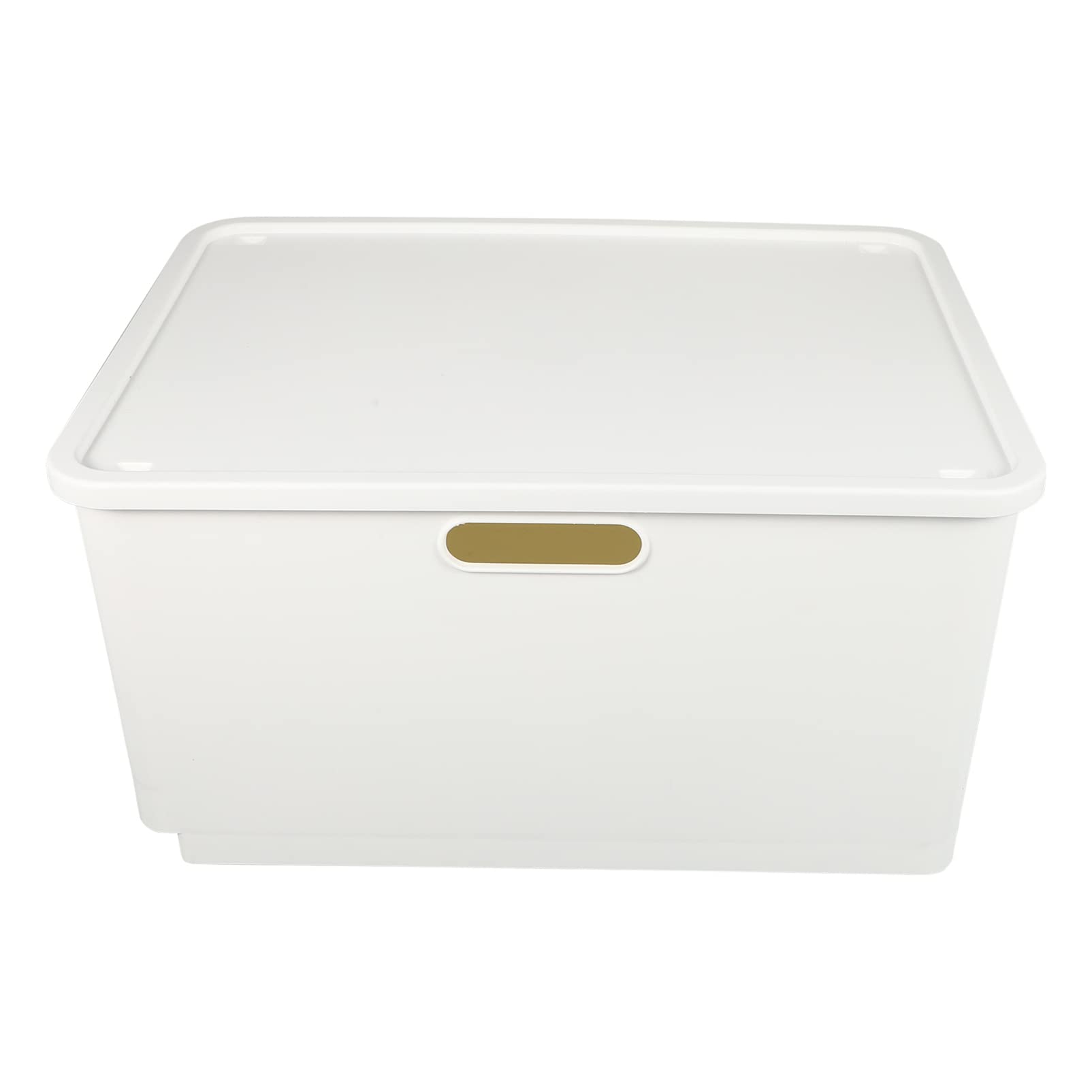 Plastic Storage Bin with Lid - Stackable Organizer Box for Kitchen, Bedroom & Bathroom | White Storage Basket for Home Organization & Closet Storage