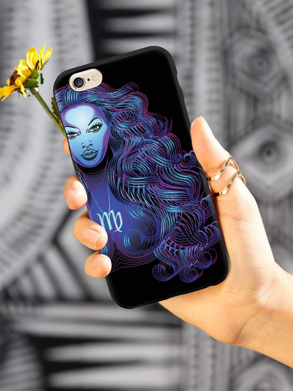 3D Textured Protective Phone Case for Apple iPhone SE - Inspired Cases - Virgo Zodiac Design - Neon Colors - Durable & Stylish Cover for Everyday Use