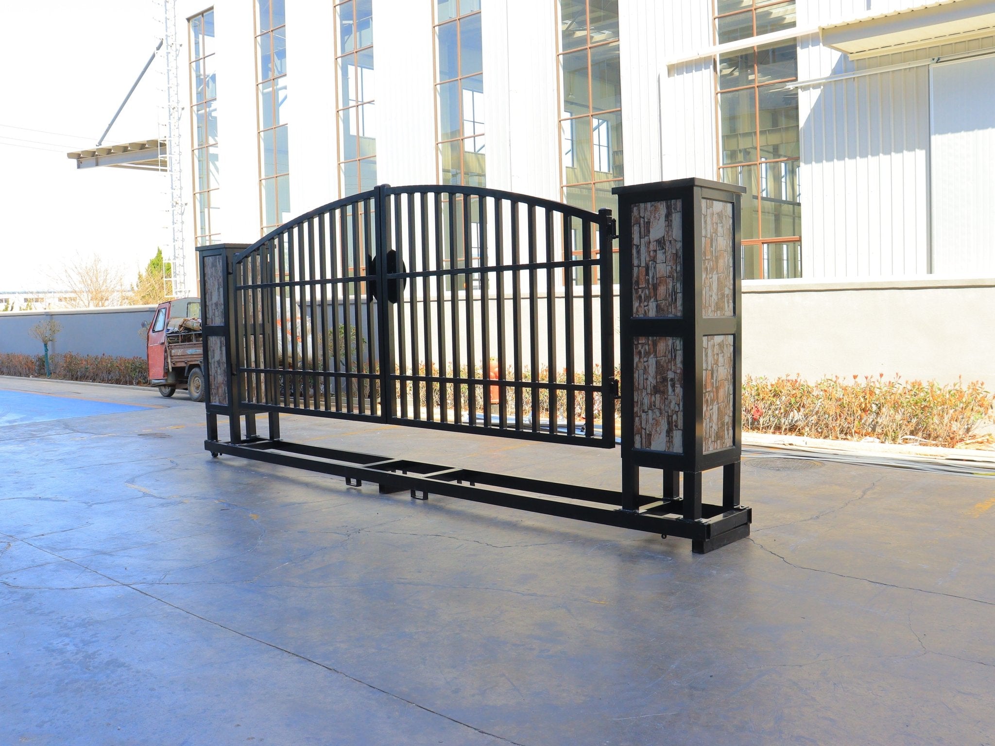 20 FT Bi-Parting Wrought Iron Farm Gate - Heavy Duty Driveway Entrance for Rural Properties | Perfect for Farms, Ranches & Estate Security