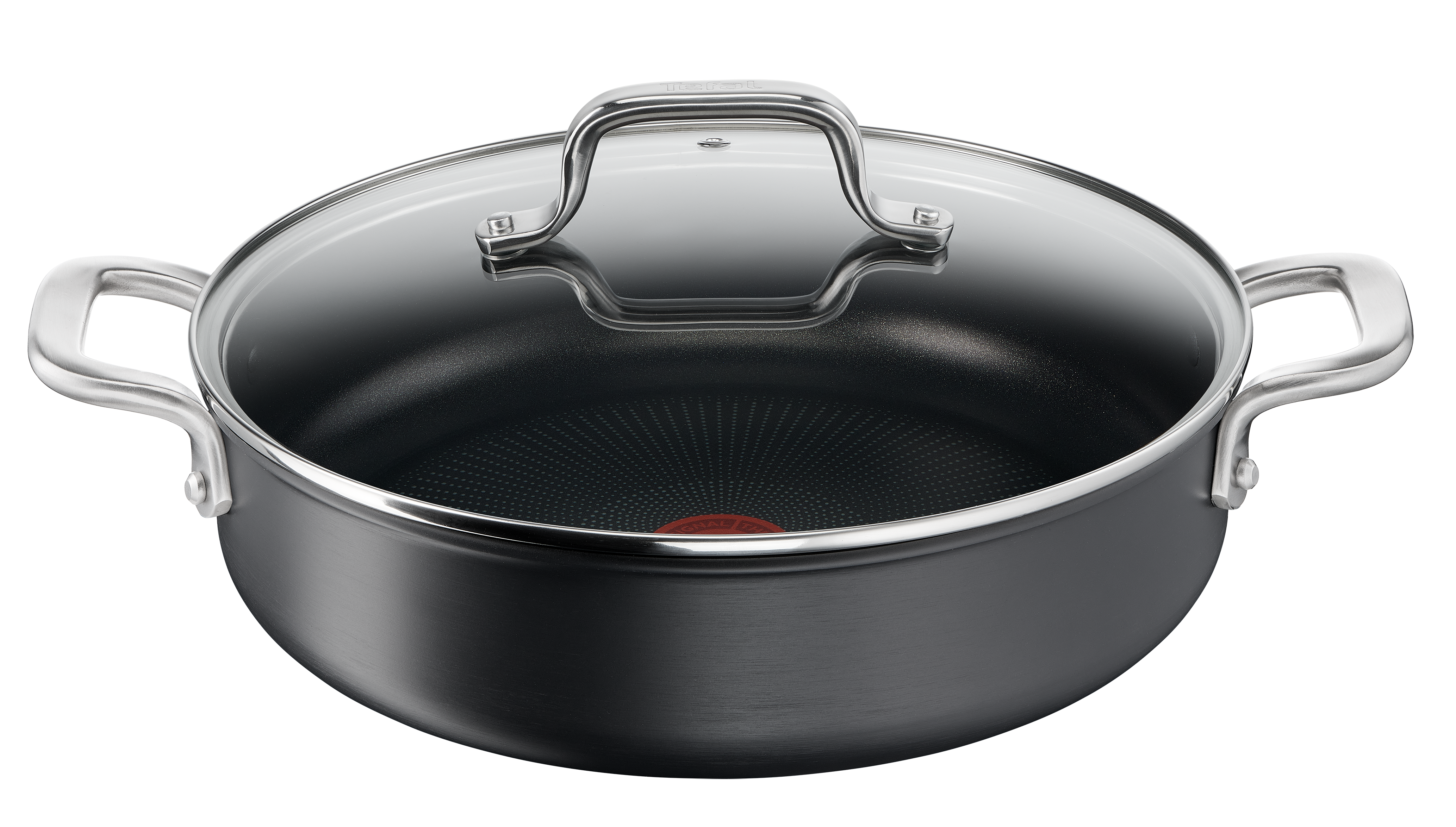Tefal Premium Hard Anodised Non-Stick Induction Chef Pan 30cm with Glass Lid - Professional Cookware for Home & Restaurant Cooking, Sautéing & Frying