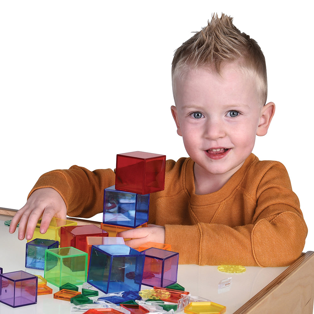 54-Piece Translucent Cube Blocks Set for Kids - STEM Learning Toys, Building Blocks for Creative Play, Classroom & Home Educational Activities
