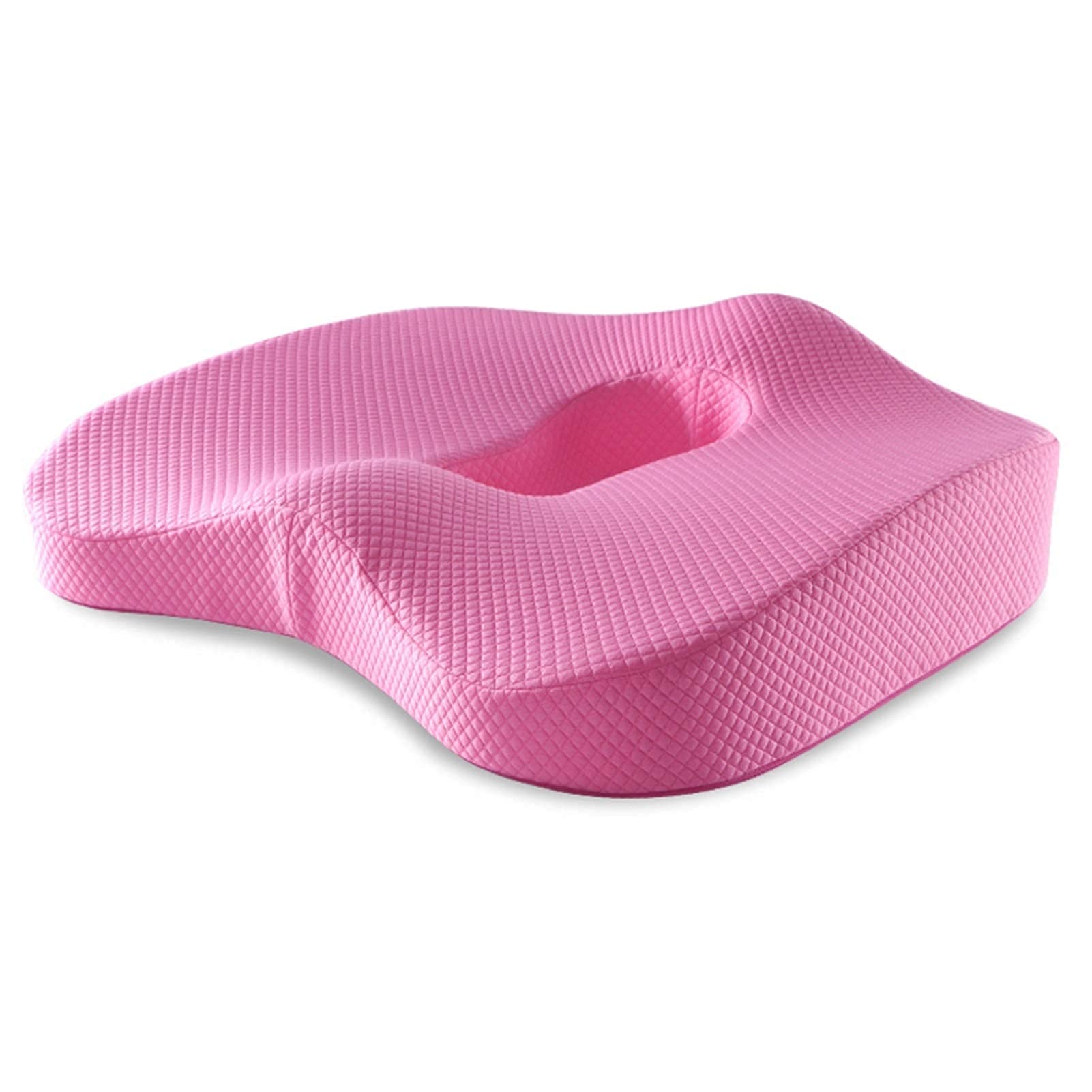 Ergonomic Memory Foam Seat Cushion for Office Chair & Car - 100% Pure Orthopedic Coccyx Support Cushion (Pink) - Perfect for Desk Work, Long Drives & Back Pain Relief