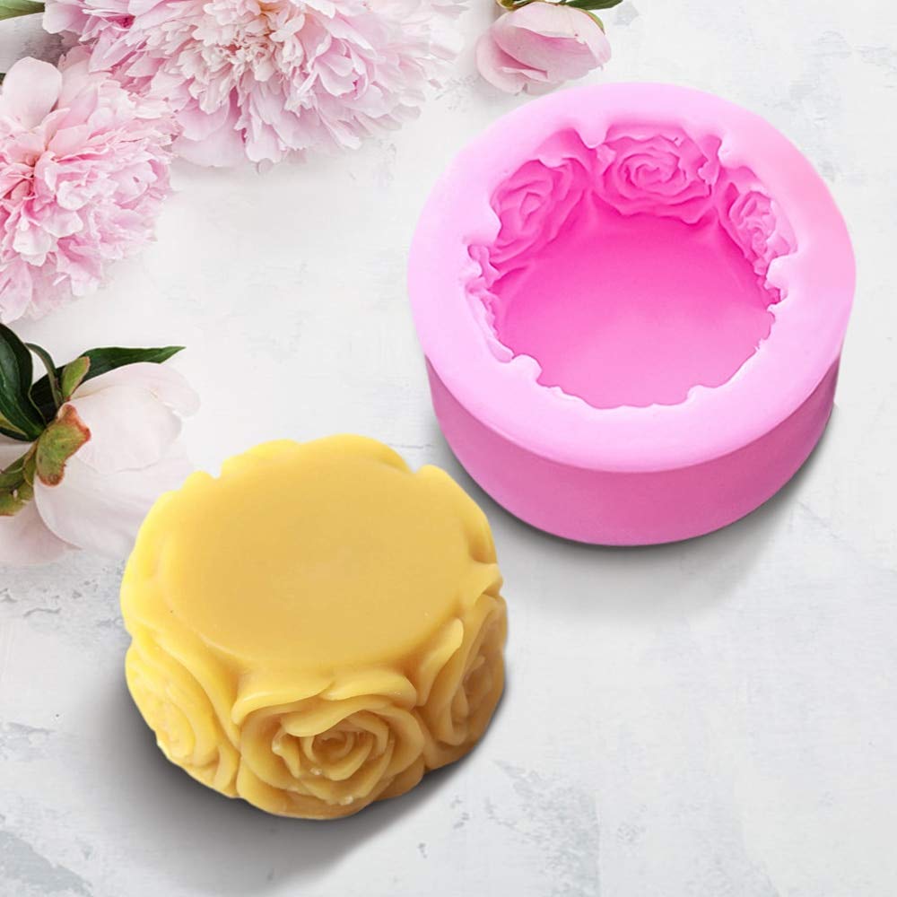 3D Rose Flower Silicone Soap Mold - DIY Handmade Soap Making Kit for Candles, Fondant, Cake Decorations & Craft Projects - Perfect for Home Spa, Wedding Favors, and DIY Gifts