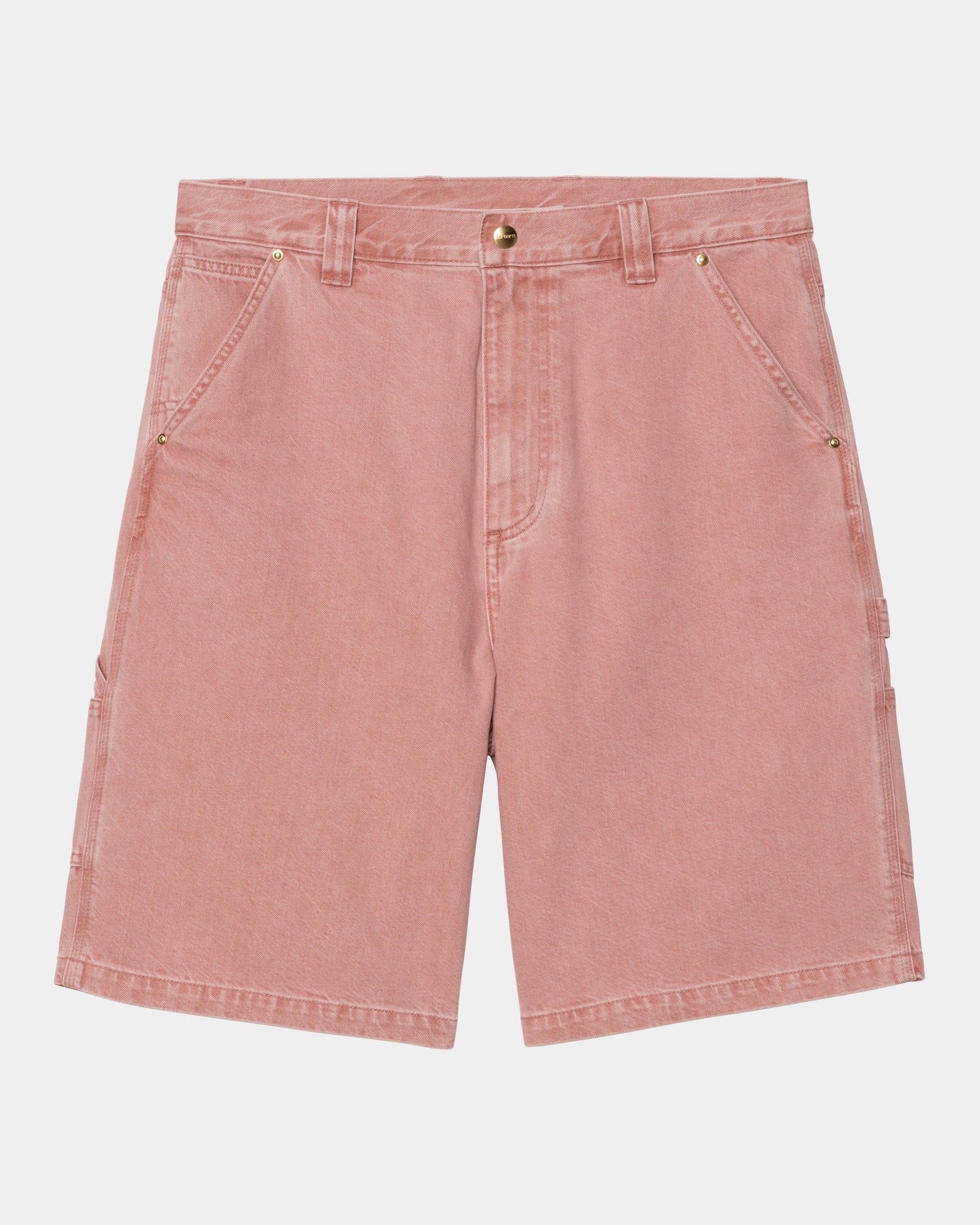 Nash Single Knee Long Shorts for Men - Sulfur Red Enzyme Bleach Washed Denim | Casual Wear, Street Style & Outdoor Activities