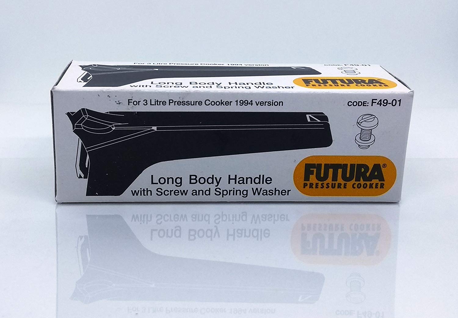 Hawkins BHF3 Replacement Handle for 3L Futura Pressure Cooker - Black Plastic Long Body with Screw & Spring Washer - Perfect for Repairing and Maintaining Your Cooker at Home