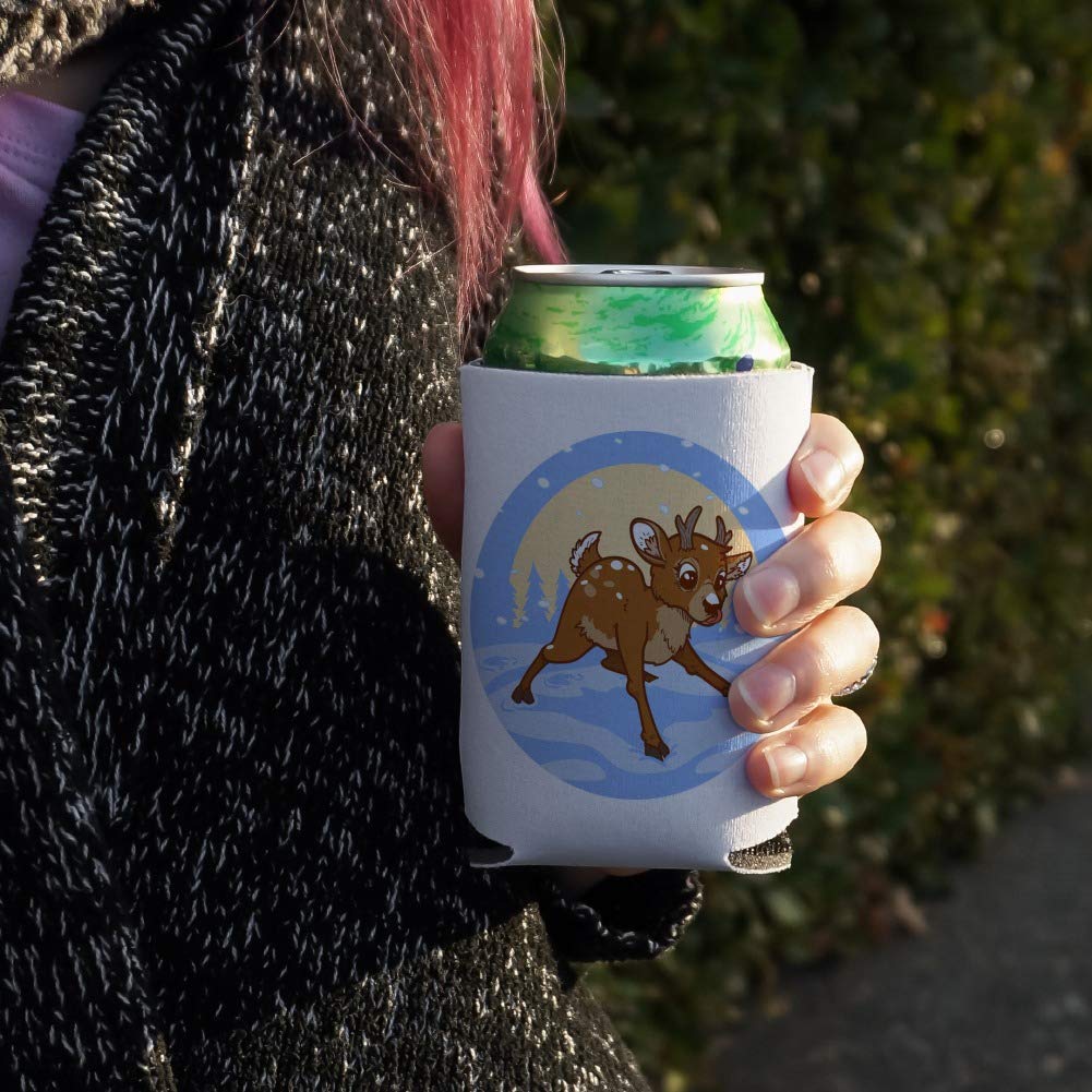 Baby Reindeer Christmas Holiday Can Cooler - Insulated Collapsible Drink Sleeve & Beverage Holder for Beer, Soda & Cans - Perfect for Holiday Parties, Gifts & Winter Celebrations