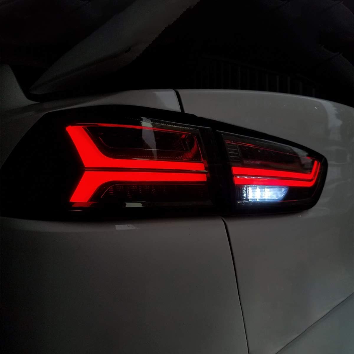 VLAND LED Tail Lights for Mitsubishi Lancer & EVO X 2008-2020 - Smoke/Tinted Full LED Rear Lamp Assembly with Amber Sequential Turn Signal (Not Compatible with Sportbacks/Fortis/IO) | Upgrade Your Car's Style & Safety for Night Driving