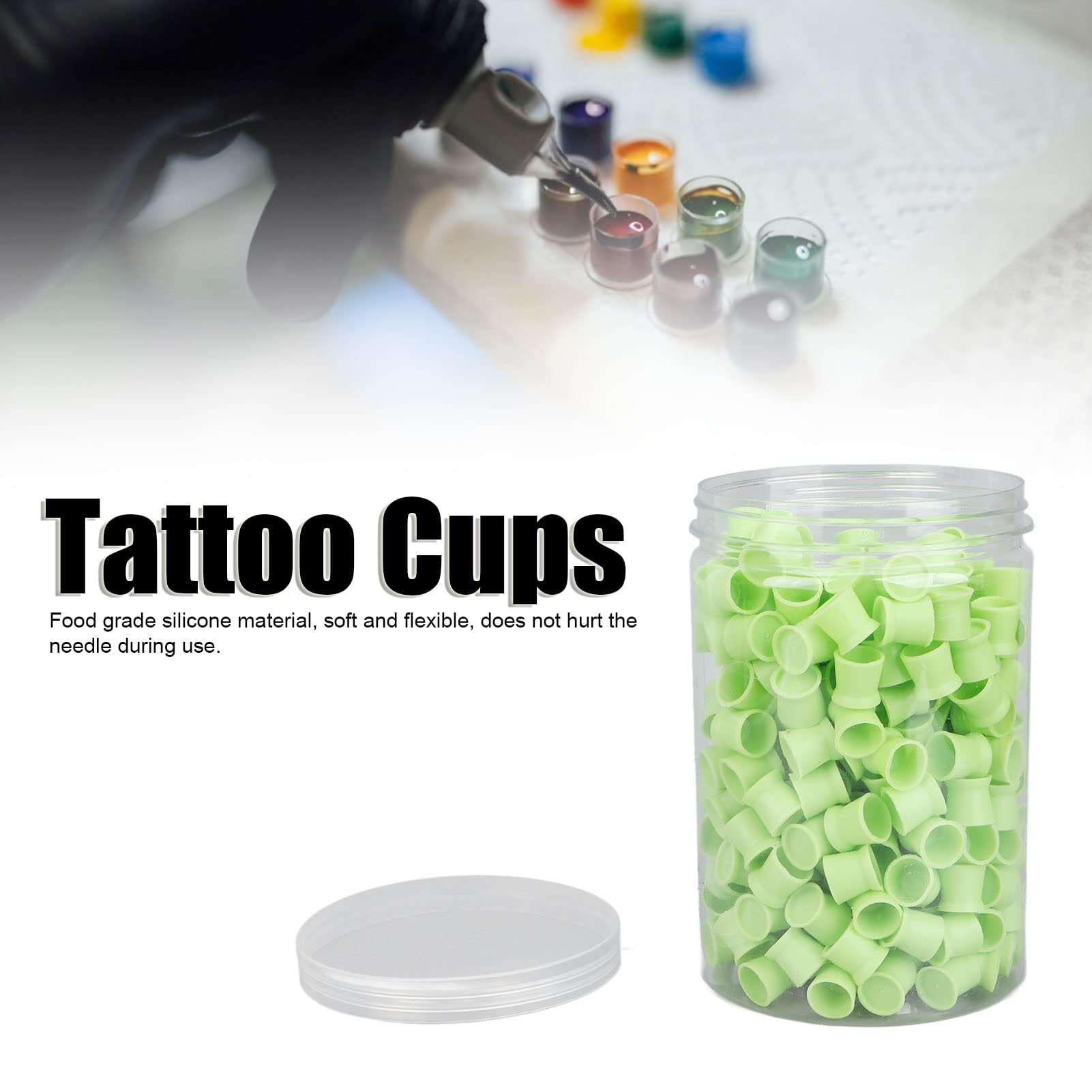 Pasamer Mixed Tattoo Ink Cups - Multipurpose Suction Cup Design for Professional Tattoo Artists | 1 Count Green Ink Holder | Perfect for Tattoo Supplies, Body Art & Permanent Makeup Application