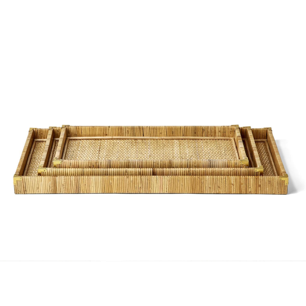 Handmade Rattan Serving Trays - Natural Woven Bamboo Decorative Bowls for Dining, Coffee Table, and Home Decor