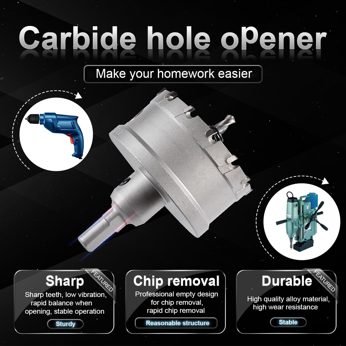 KATUR 65mm Tungsten Carbide Tipped Hole Saw Set - Professional TCT Drill Bit for Cutting Stainless Steel, Metal Sheets & Hard Materials - Perfect for Plumbing, HVAC & Metal Fabrication Projects