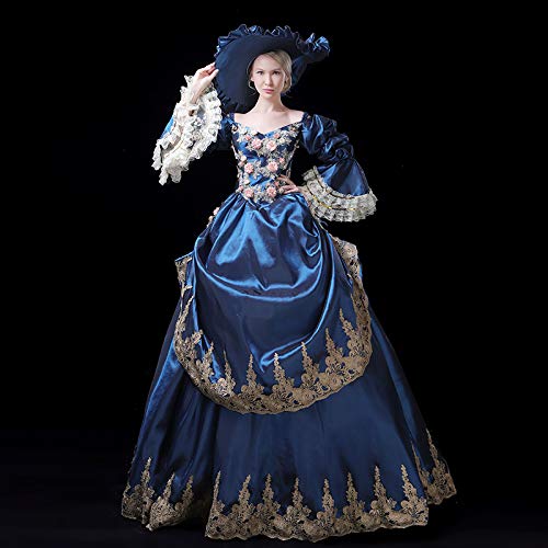 Victorian Renaissance Queen Dress for Women - Elegant Long Rococo Masquerade Gown for Cosplay, Halloween, and Themed Parties | Perfect for Historical Reenactments, Costume Balls, and Renaissance Fairs