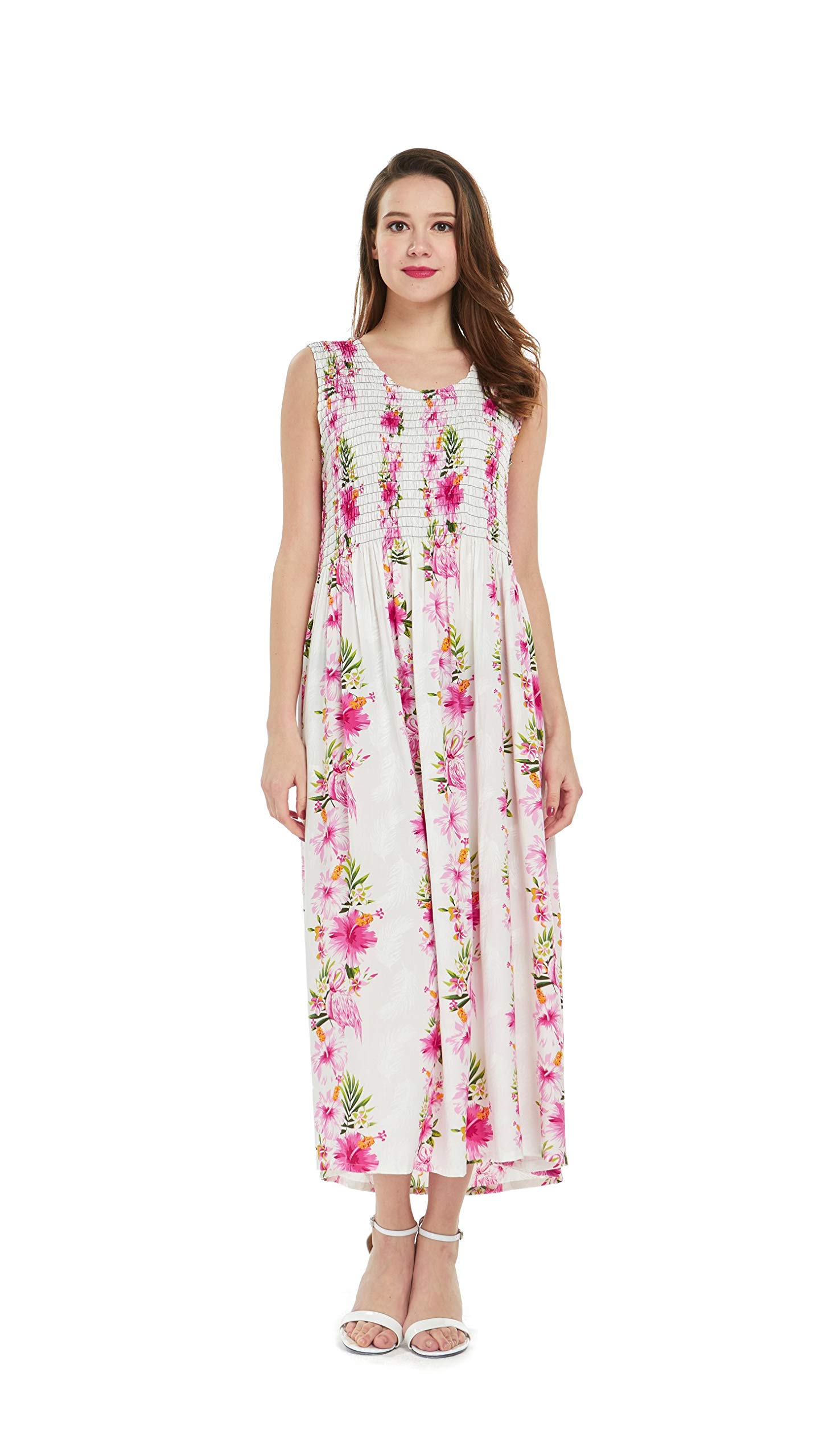 **Mother Daughter Matching Hawaiian Luau Maxi Dresses - Floral Print Tank Ruffle Beach Dress Set in Light Blue | Perfect for Family Vacations, Beach Parties & Summer Photoshoots**
