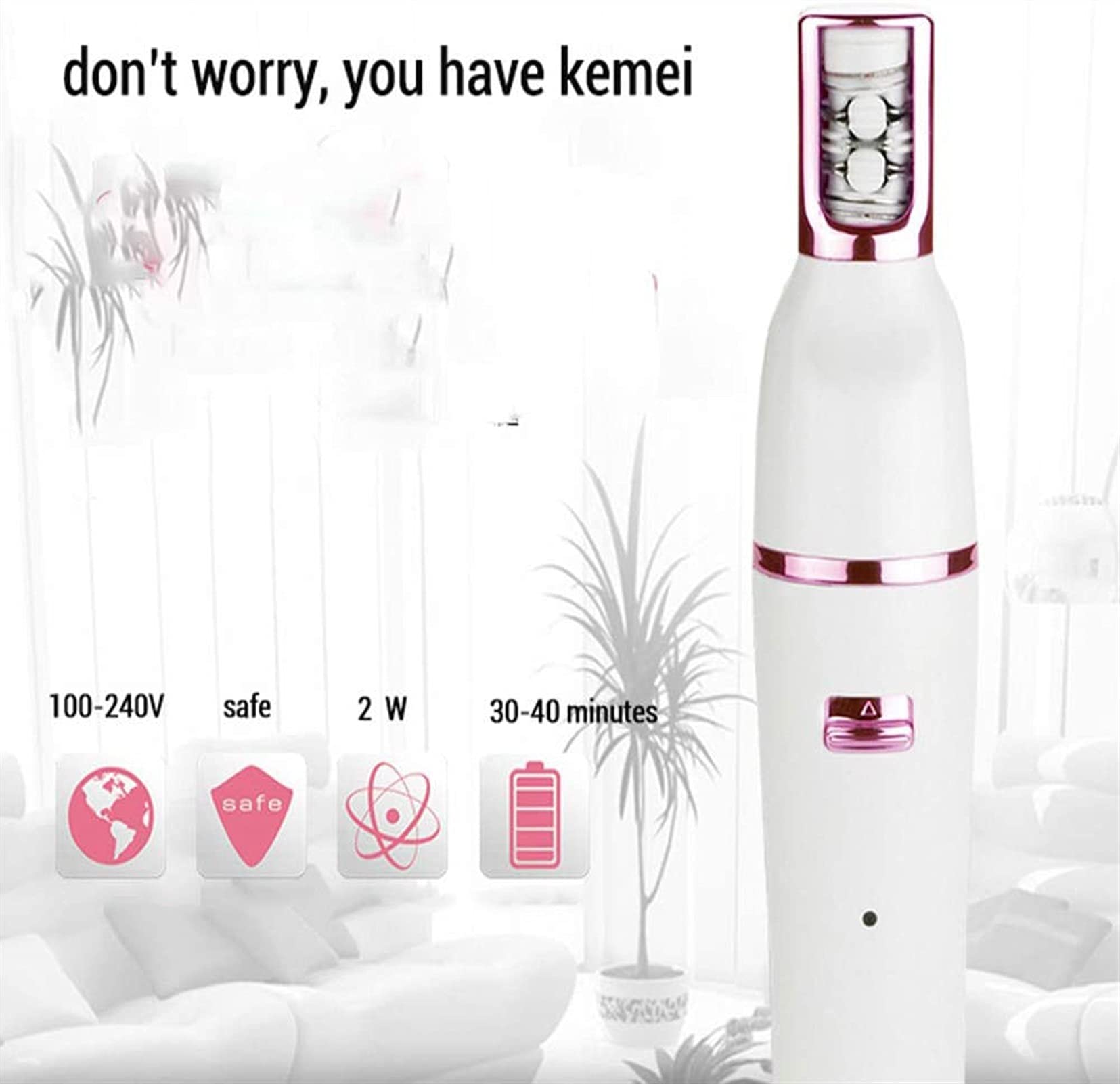 7-in-1 Electric Razor for Women - Painless Bikini Trimmer & Body Hair Remover for Face, Legs, Underarm - Cordless Wet/Dry Ladies Shaver - Portable for Travel, Gym & Home Use