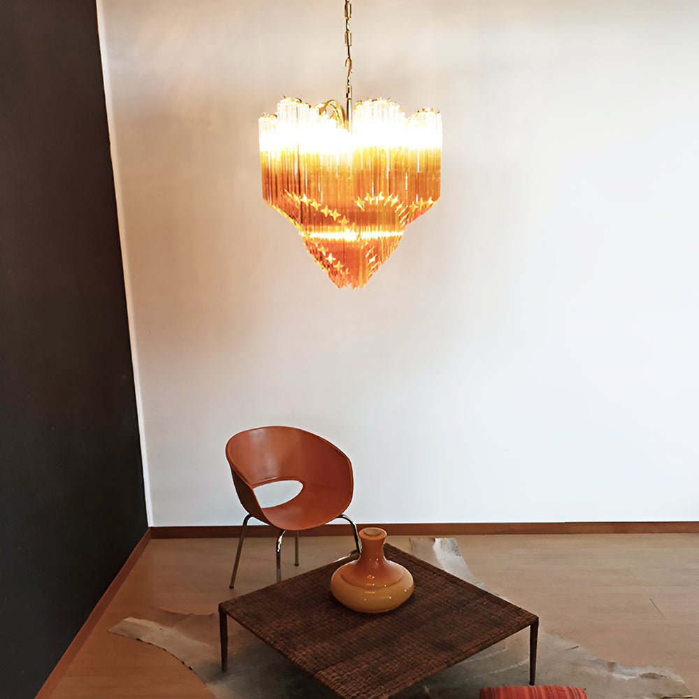 Elegant Murano Glass Prism Chandelier - Handcrafted Italian Crystal Ceiling Light Fixture for Dining Room, Living Room & Bedroom Decor