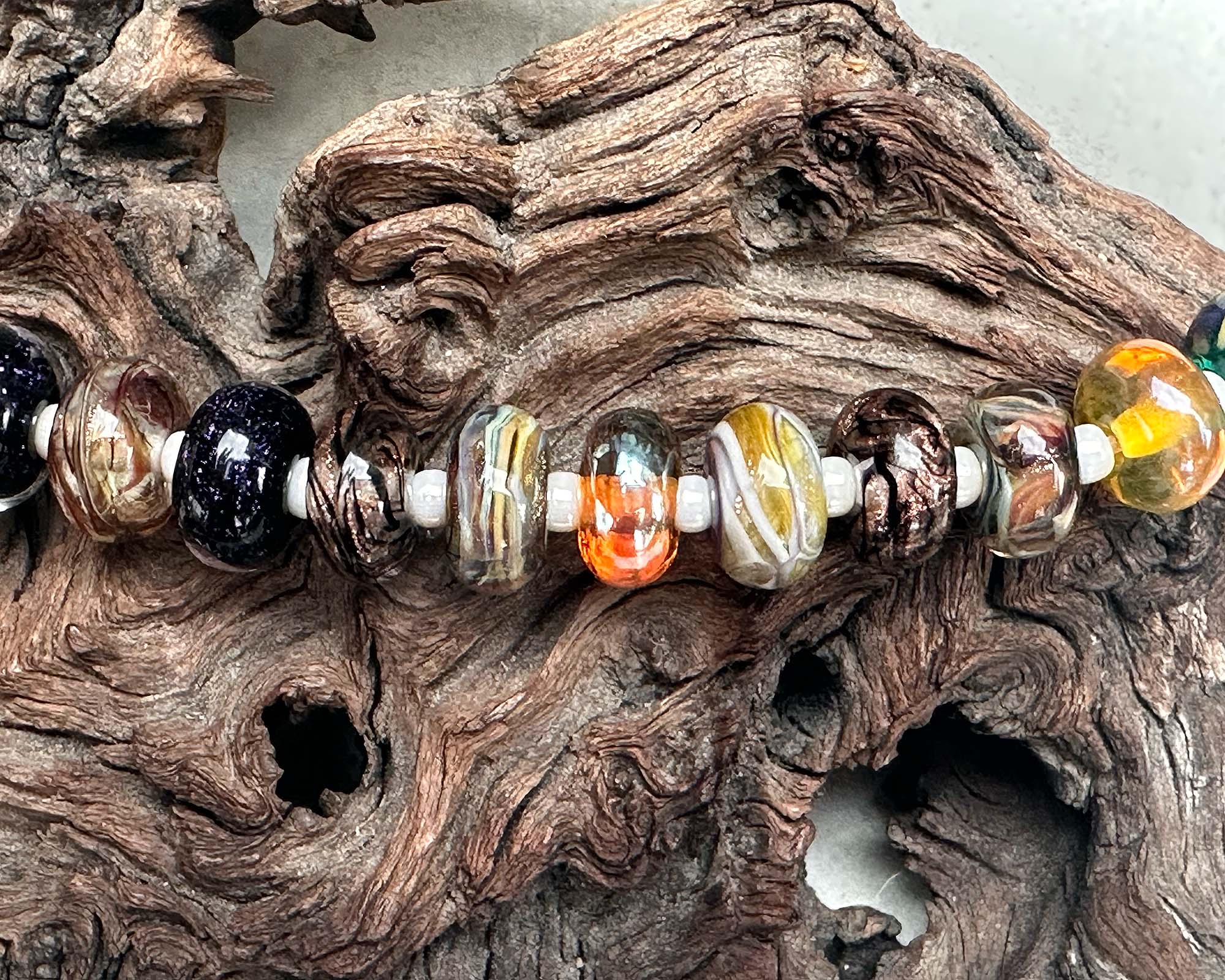 19pcs Brown & Gold Lampwork Beads Mix - Handmade Glass Beads for Jewelry Making, DIY Crafts, Bracelets & Necklaces - SRA Certified Artisan Beads for Bohemian Style Accessories