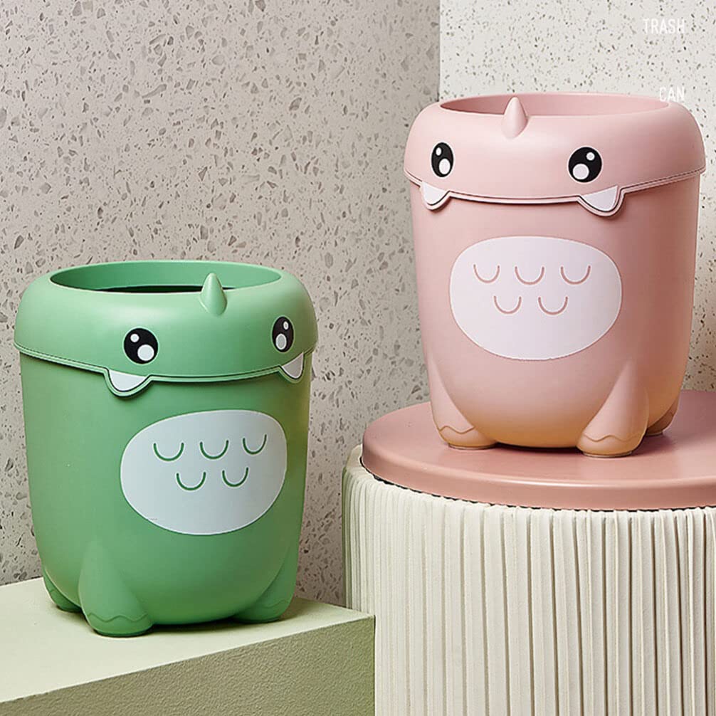 BESPORTBLE Small Trash Can with Lid - Mini Garbage Bin for Makeup Table, Bathroom, Office & Outdoor Use - Decorative Plastic Waste Basket for Home, Kitchen, Pet Waste - Portable Household Trash Container