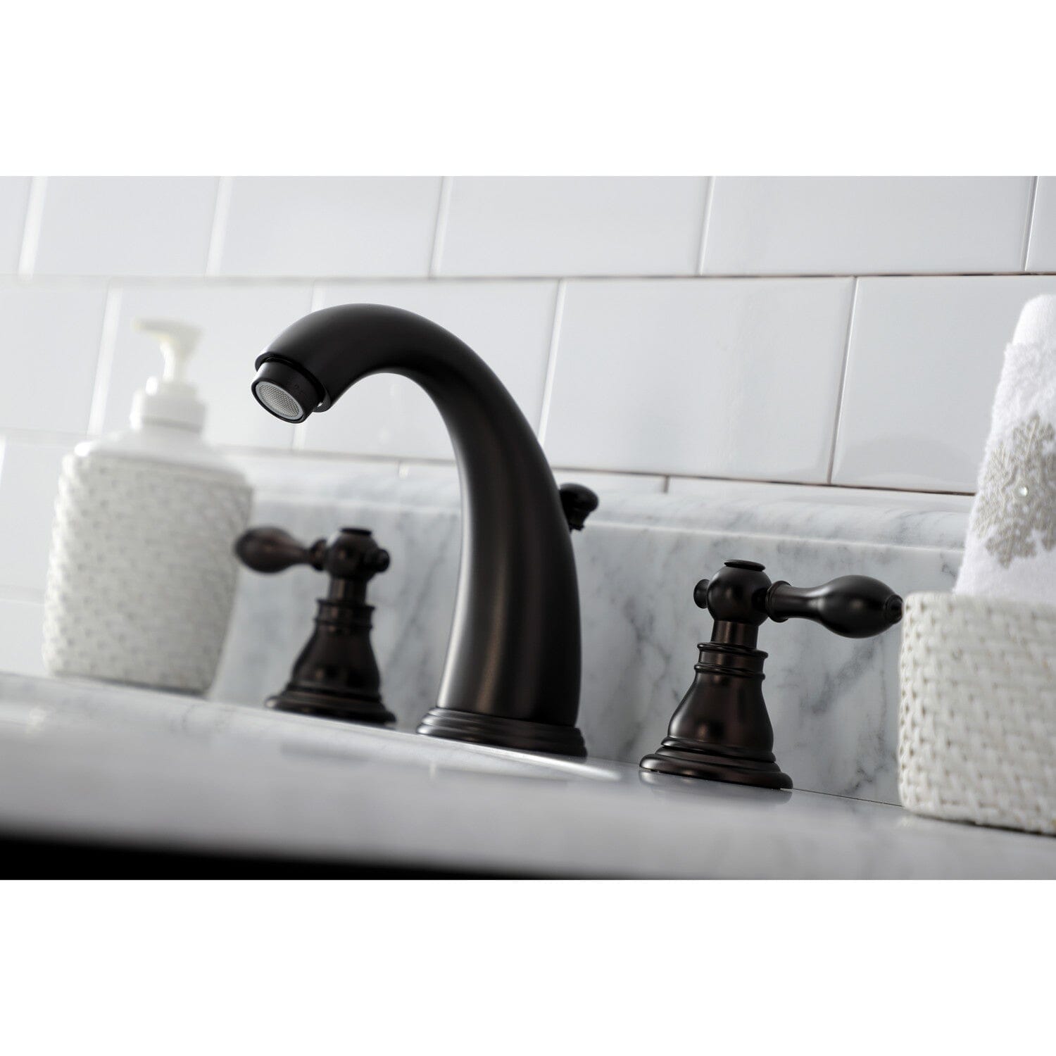 American Classic Two-Handle 3-Hole Widespread Bathroom Faucet with Pop-Up Drain - Deck Mount Sink Faucet for Bathroom Vanity, Perfect for Modern Home Renovation and Luxury Bathroom Upgrades