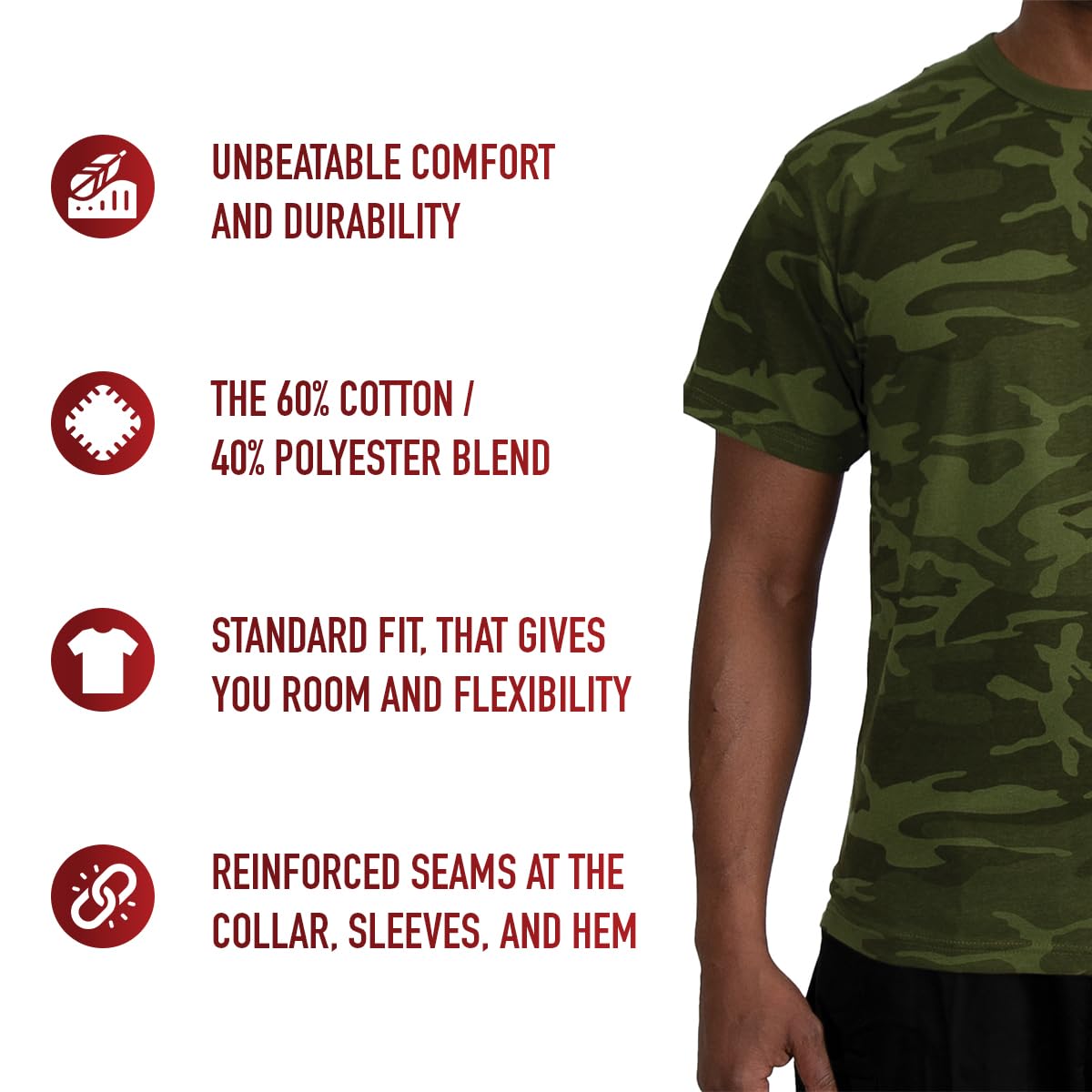 Rothco Camo T-Shirt for Men - Durable, Comfortable & Long-Lasting Military Style T-Shirt | Perfect for Hunting, Outdoor Adventures & Casual Wear