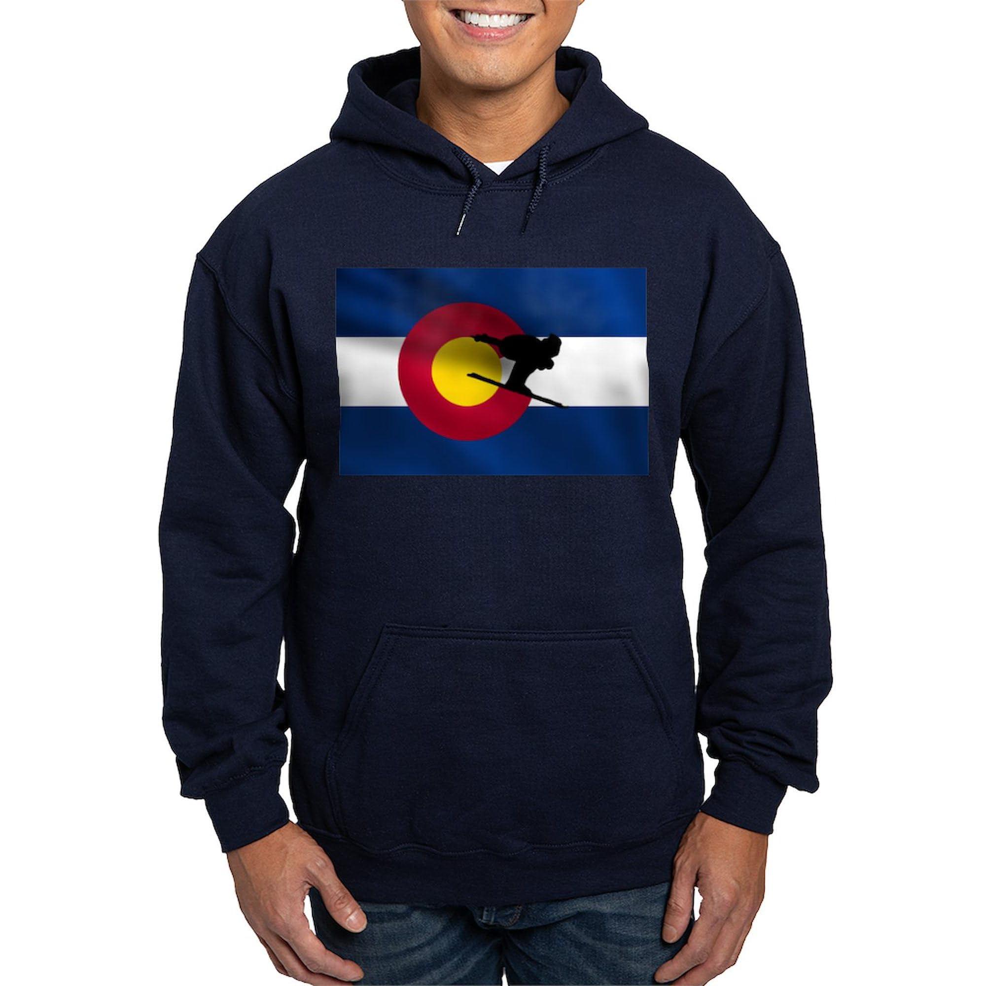 Colorado Skiing Hoodie for Men - Dark Regular Fit Pullover Sweatshirt | Warm & Comfortable Winter Wear for Skiing, Snowboarding & Outdoor Activities