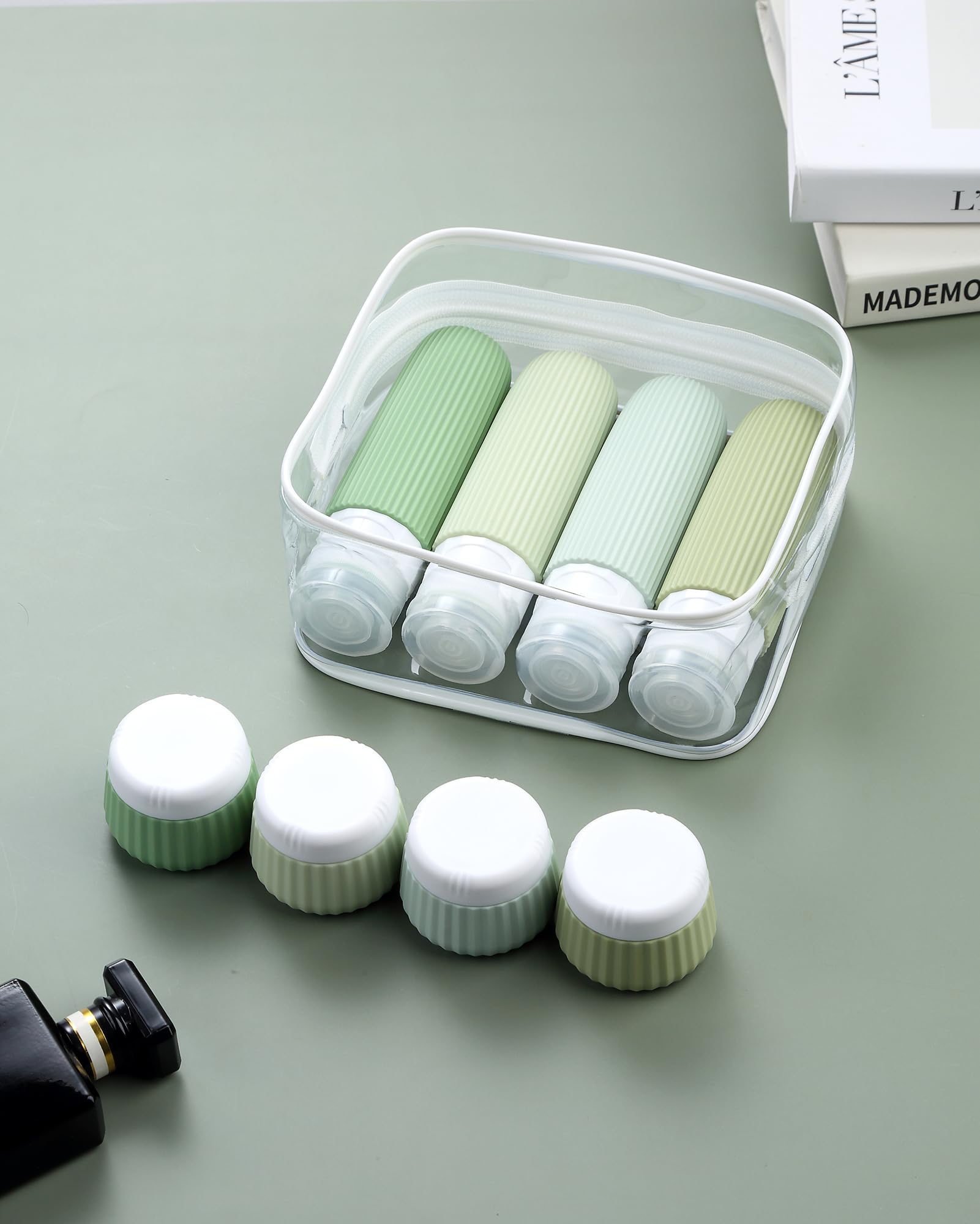 8 Pack TSA Approved Travel Bottles for Toiletries - 3oz Leak Proof Silicone Squeeze Bottles with Clear Bag | Perfect for Airplane Carry-On, Gym, Camping & Vacation Essentials