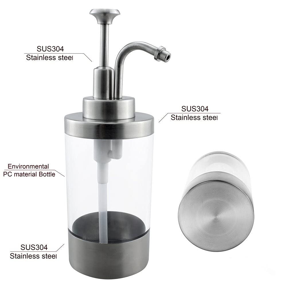 Premium SUS 304 Stainless Steel Soap Dispenser with Satin Finish - Modern Liquid Pump Bottle for Kitchen & Bathroom Countertops - Clear Acrylic Lotion & Dish Soap Dispenser - Ideal for Home, Restaurant, and Office Use