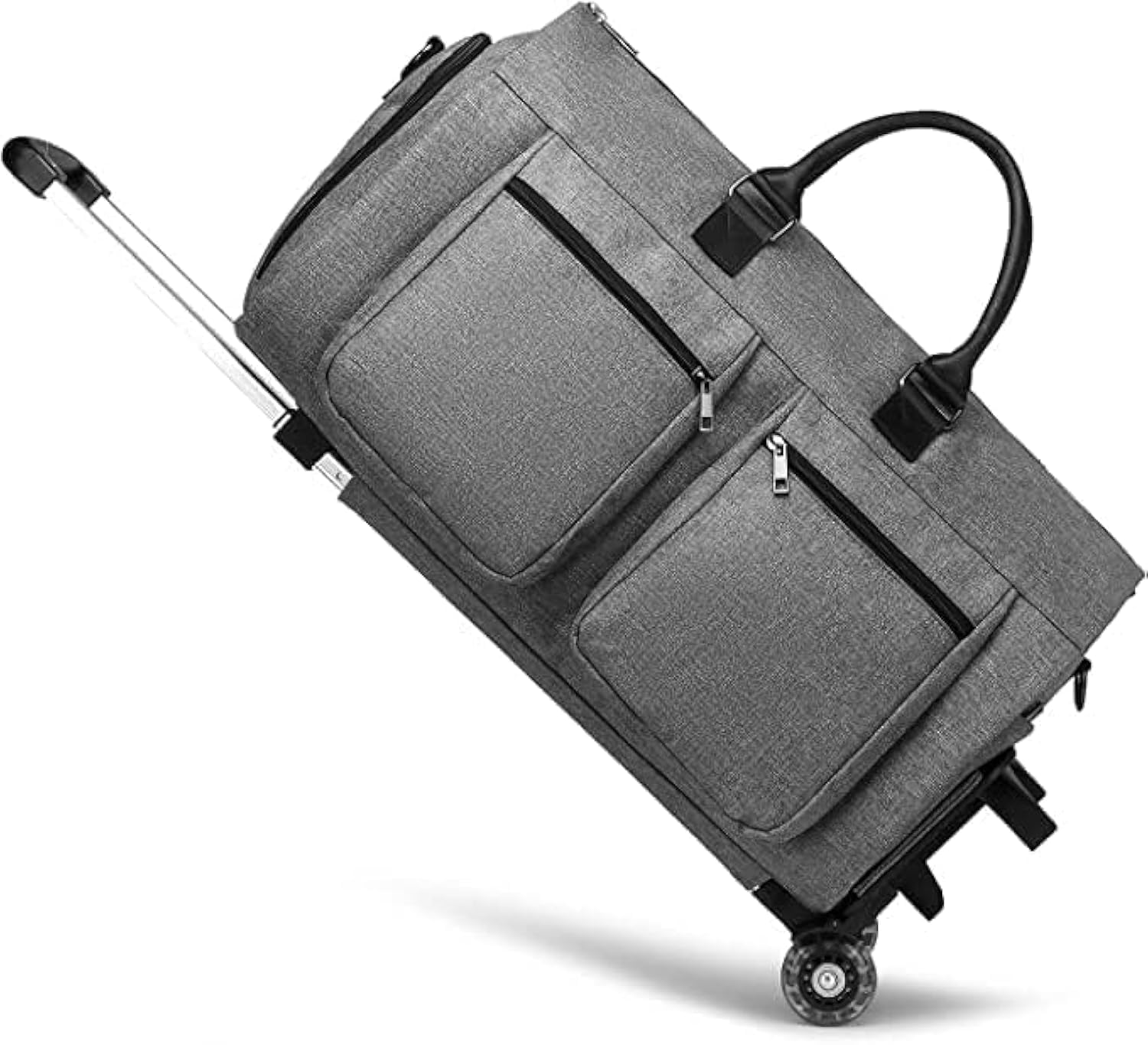 Rolling Garment Bag with Wheels - Travel Duffel Carry On Bag with Shoe Pouch | Weekender Luggage for Women | Perfect for Business Trips & Weekend Getaways (Grey)
