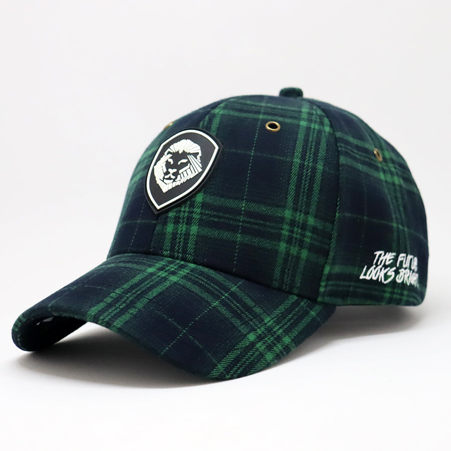 VT Shield Logo Green Tartan Plaid Snapback Hat - Stylish Adjustable Baseball Cap for Men & Women - Perfect for Outdoor Sports, Casual Wear & Street Fashion