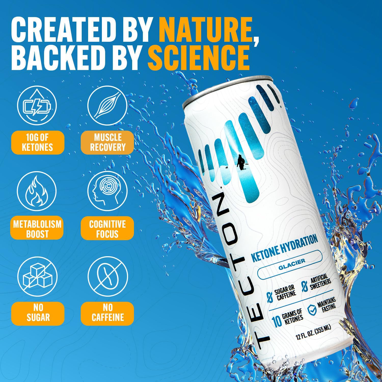Tecton Ketone Energy Drink - 12oz Variety Pack (12 Glacier, 12 Magma) - 10g Natural Ketones per Serving - Stimulant-Free Energy Boost - Perfect for Keto Diet, Workouts & Mental Focus