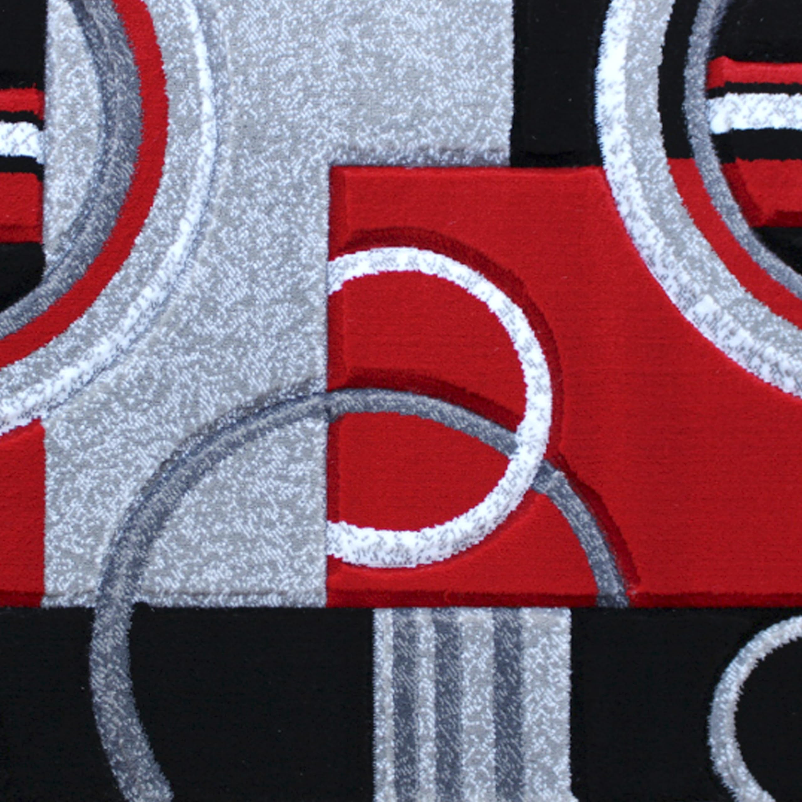 EMMA + OLIVER Modern Geometric Red Accent Rug - 3x10 Feet 3D Sculpted Design - Stain & Moisture Resistant with Jute Backing - Easy Maintenance - Perfect for Living Room, Bedroom or Office Decor
