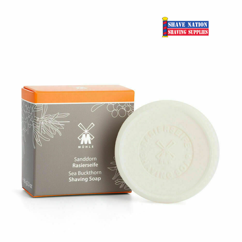 Mühle Shaving Soap Refill - Sea Buckthorn Scented, Vegan & Natural Ingredients for Sensitive Skin | Perfect for Wet Shaving & Travel Grooming Kits