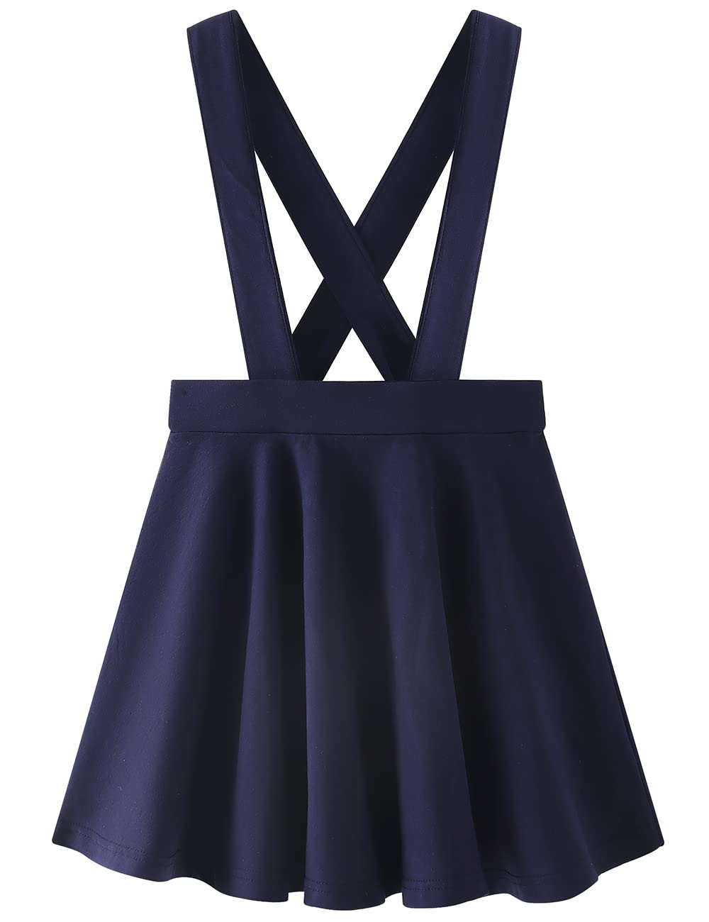 Noomelfish Girls Stretchy Cotton Suspender Skater Skirt Flared Overall Dress for Ages 4-12 Years - Perfect for School, Parties, and Casual Outfits