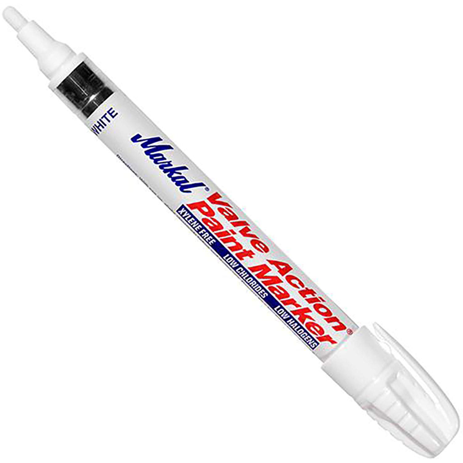 Markal 96820 White Valve Action Paint Marker - Industrial-Grade Paint Pen for Metal, Plastic, Glass - Perfect for Automotive, Construction, DIY Projects & Sign Making