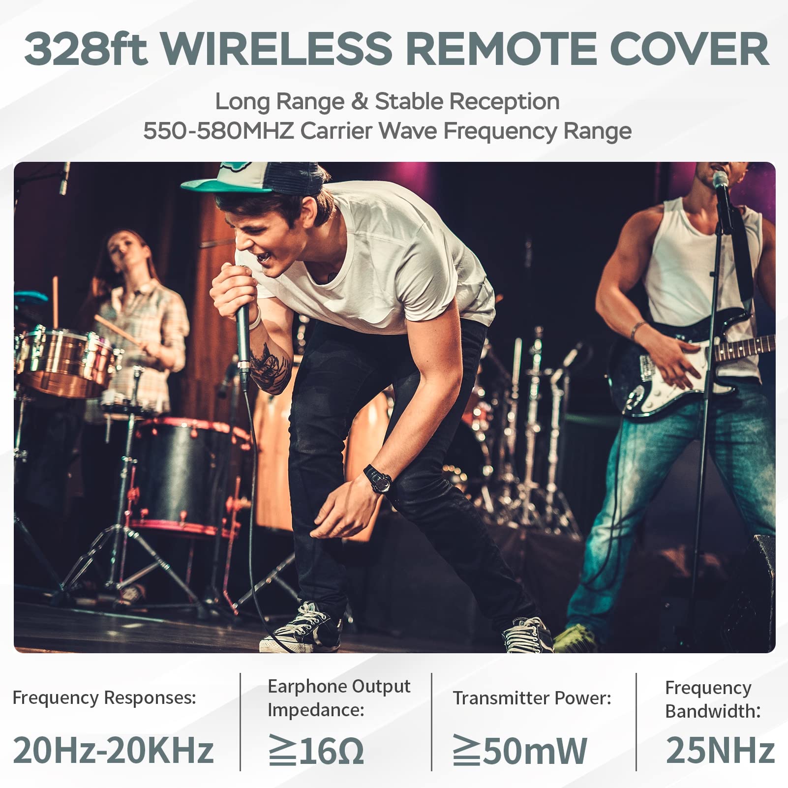 Wireless IEM System 550-580MHz with 2 Receivers for Live Performance