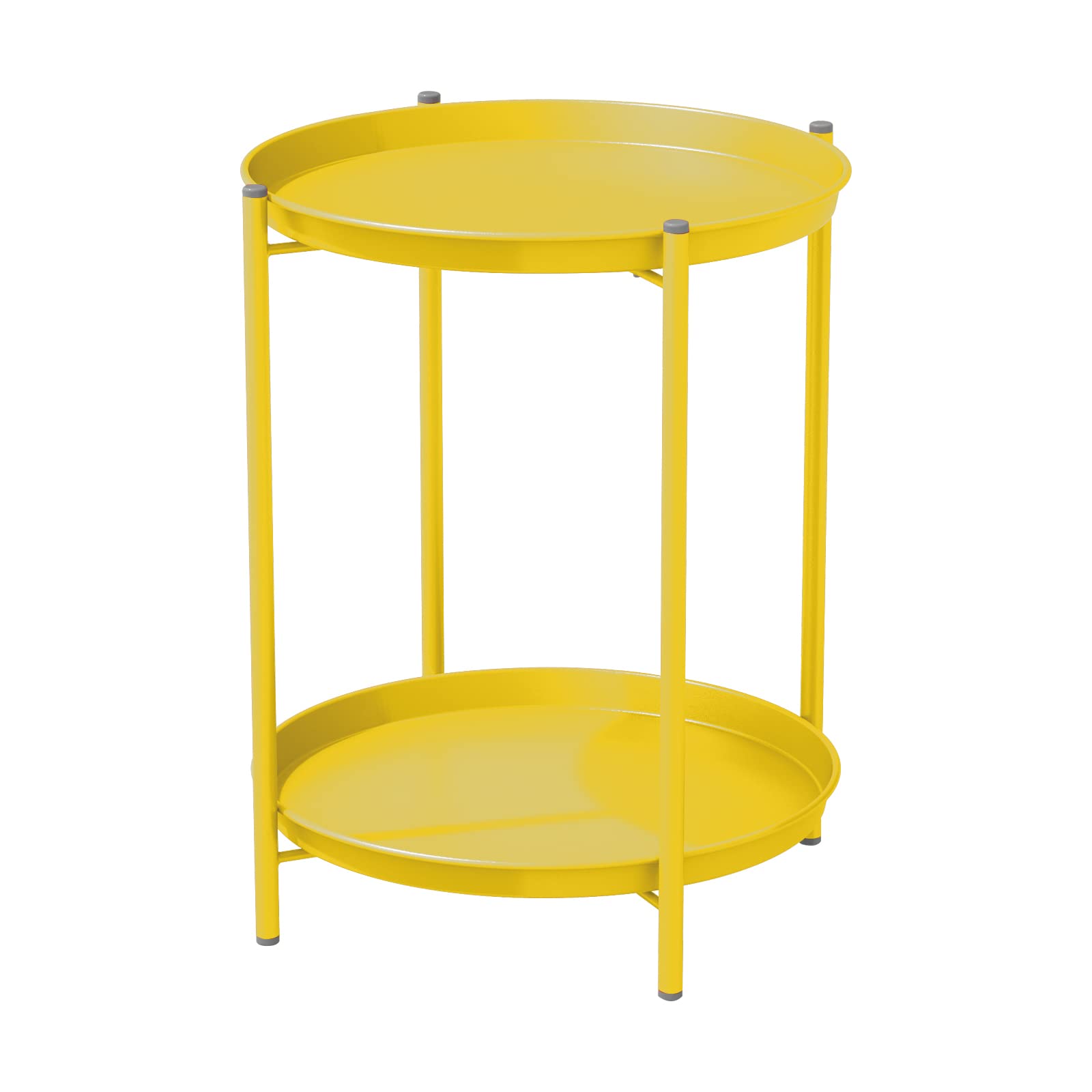 2-Tier Round Outdoor Side Table - Yellow Grand Patio End Table for Garden, Poolside, or Balcony Decor