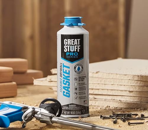Great Stuff PRO Flexible Drywall Gasket 18 oz - Water-Based Air-Cured Sealant (12-Pack) | One-Component Drywall Sealant for Professional Use | Perfect for HVAC, Plumbing & Electrical Openings