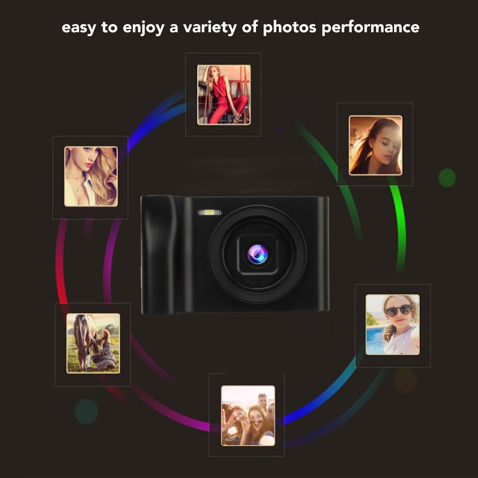 20MP Digital Camera with 8X Zoom & 1080P HD Video - Compact Travel Camera for Vlogging, Selfies, and Family Memories - Beginner-Friendly Kids Camera (Black, Durable Plastic) - Perfect for Vacations, Birthday Parties, and School Events