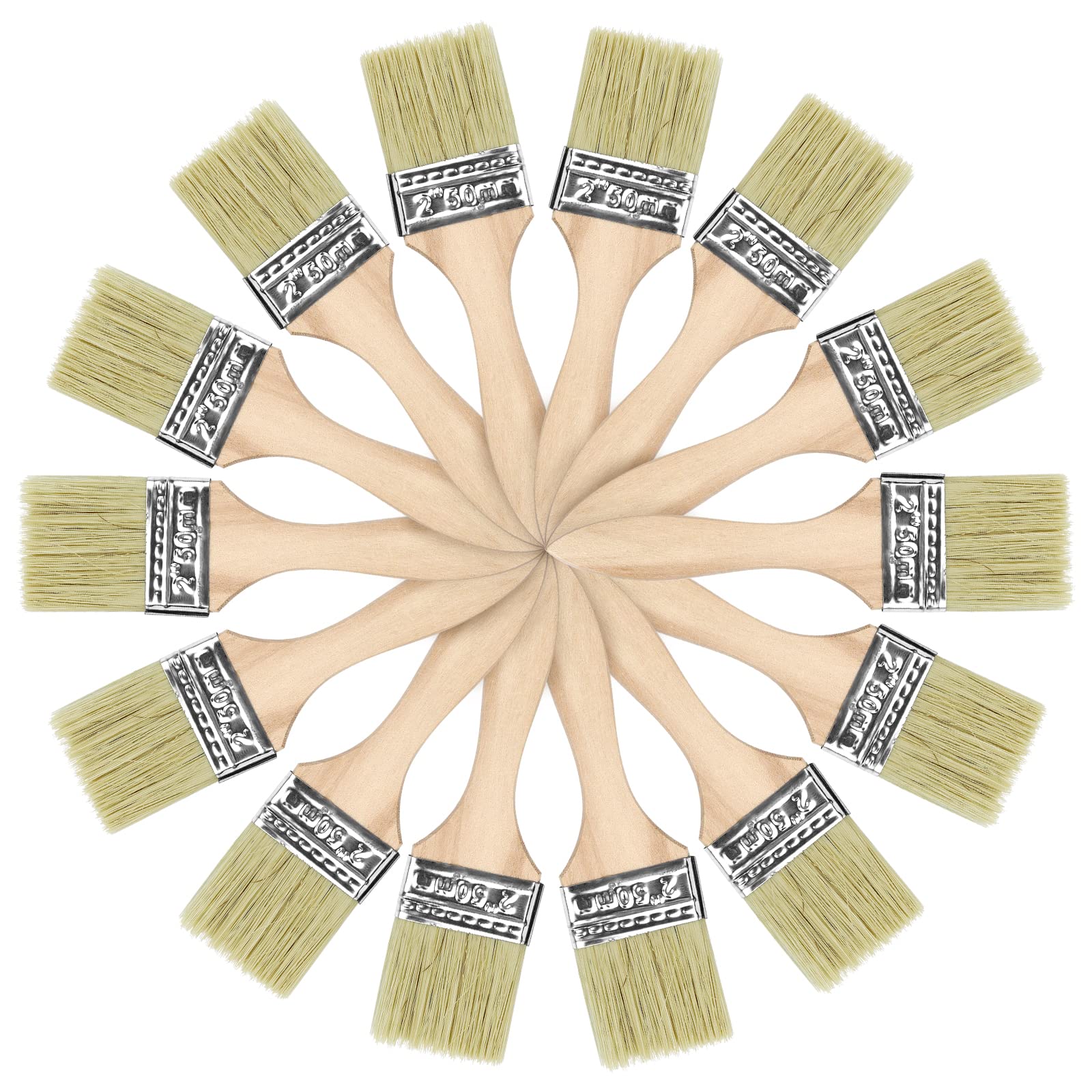 Premium 2-Inch Paint Brushes for Paint, Stains & Varnishes - Professional Wood, Wall & Furniture Painting Tools - Includes Brush Cleaner (Pack of 48) - Perfect for DIY Home Projects & Artist Watercolor Painting