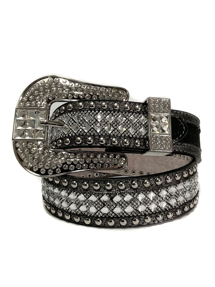 Nocona Women's Studded Bling Leather Belt with Silver Accents - Western Fashion Accessory for Jeans, Dresses & Cowgirl Outfits